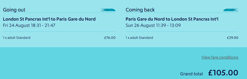 Eurostar London to Paris